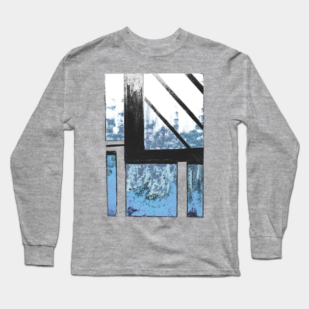 Blue Cityscape winter whiteout Long Sleeve T-Shirt by BlackArtichoke